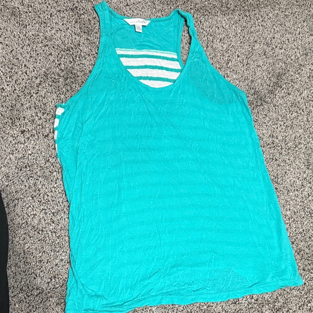 Vibrant Teal Striped Tank Top
